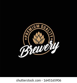 Logo Craft Beer company badge, sign or label. Vector illustration. Vintage design for winery company, bar, pub, shop, branding and restaurant business. Coaster for beer, beer glasses