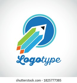 Logo crayon rocket vector images isolated on white background.