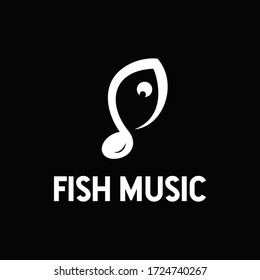 logo is created in the style of flat minimalist which forms fish music