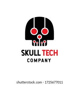 logo is created in the style of flat minimalist which forms skull tech