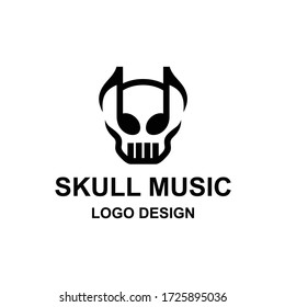 logo is created in the style of flat minimalist which forms skull music