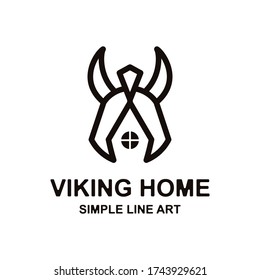 logo is created in the style of flat minimalist which forms the home viking