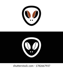 logo is created in the style of flat minimalist which forms the  Alien And Coffe