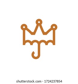 logo is created in the style of line art which forms crown and umbrella