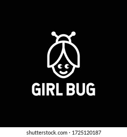 logo is created in the style of line art which forms a girl bug