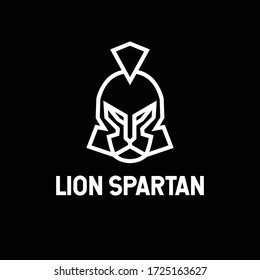 logo is created in the style of line art which forms lion spartan