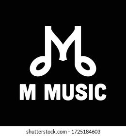 logo is created in the style of line art which forms letter M and music notes