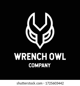 logo is created in the style of line art which forms wrench and owl