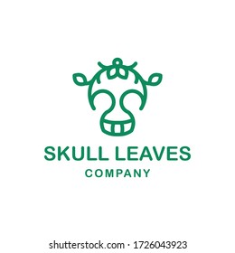 logo is created in the style of line art which forms skull leaves