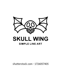 logo is created in the style of line art which forms skull wing