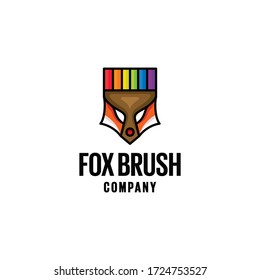 logo is created in the style of mascot minimal which forms fox and brush