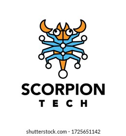 el logotipo se crea al estilo de mascota mínima que forma tecnología escorpión