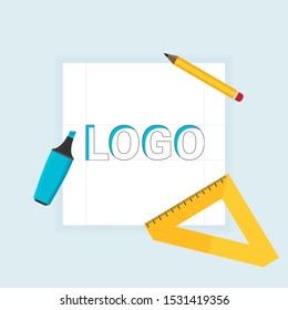 Logo creating. Colorful flat design icon. Vector illustration