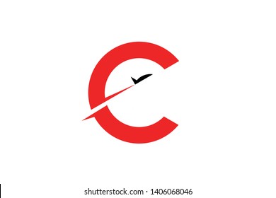 logo creative bold and strong rocket letter c