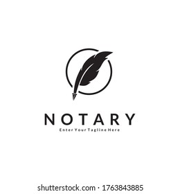 logo Creative Feather Vector For Notaries