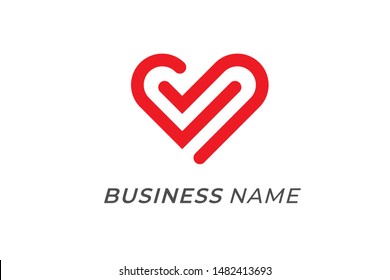 logo creative heart red bold