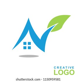 Logo Creative Home Property Concept with color green, blue