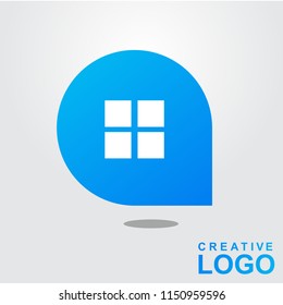 Logo Creative Home Property Concept with color blue chat