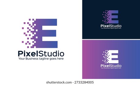 Logo creative letter e and pixel design