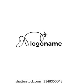 Logo creative line art of dog symbol with sample text