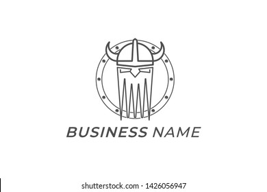 logo creative line viking shield