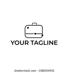 logo creative suitcase vector technology lines