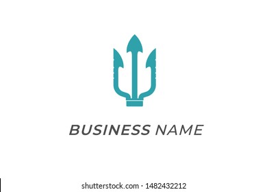 logo creative trident vektor blue