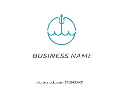 logo creative trident water circle