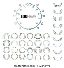 Logo creator circle. Set of vector elements for your badge. The unique shapes handmade