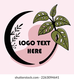 Logo Crescent Moon Flower. abstract vector logo design with flower and crescent moon silhouette. symbol for beauty product badge in feminine style. suitable for flower and botanical business