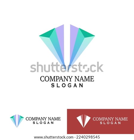Logo with cristal 3d design vector visual design