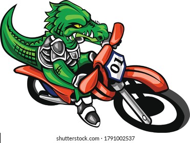 Logo Crocodile, motorbike speed racer.