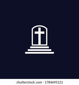 the logo of the cross above the stairs