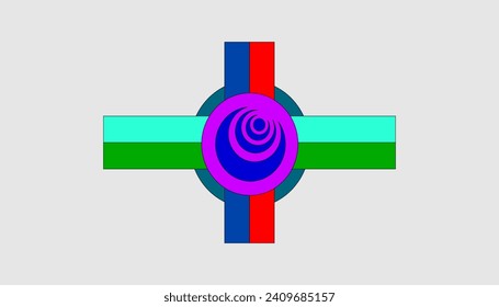 The logo is a cross with a circle in the middle on a light background, abstract art, Design template icon, success sign, symbol together moving forward. Brand identity