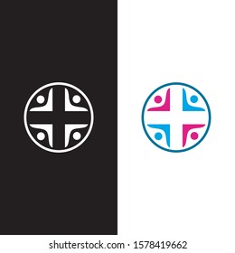 logo cross service flower logo element design