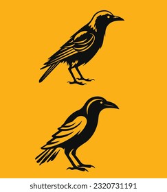 Logo von Krähen und Oasen einzeln auf gelbem Hintergrund