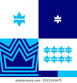 Logo Crown Abstract Modern Style Blue Vector