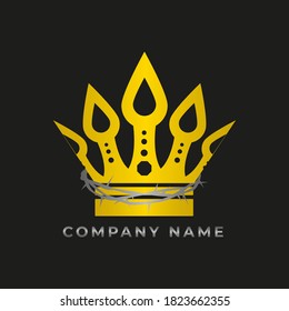 logo with a crown concept surrounded by a root crown