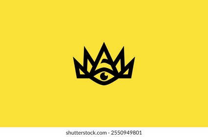 Logo Crown and Eye, King vision, sight and visual concept.