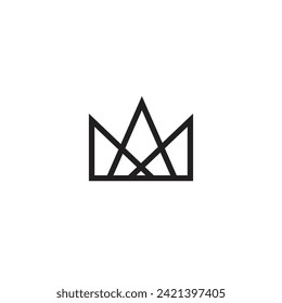 Logo crown minimal outline design template element with blank background