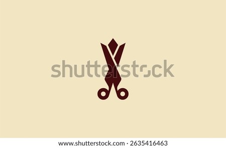 Logo Crown Scissors Barber Shop. Premium, Salon, Hair Treatment concept.