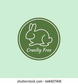 Logo cruelty free. Sticker not tested on animals. Icon bunny. Vector illustration.
