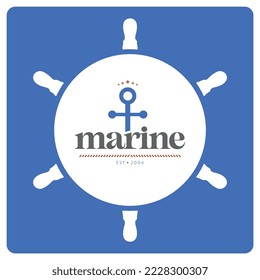 Logo for cruise travel area with ship steering wheel background.