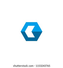 Logo cube with arrow on isolated white background