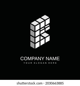 Logo Cube box vector shape "E" letter