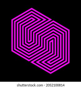 Logo cube labyrinth. Impossible escher shape