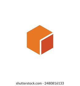 Logo cube orange minimal design with blank background