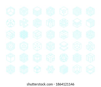 Logo cubes template include guides in eps file. Vector cube.