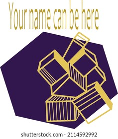 Logo with cubes in yellow  and purple