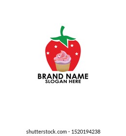 logo cup cake with strawberry